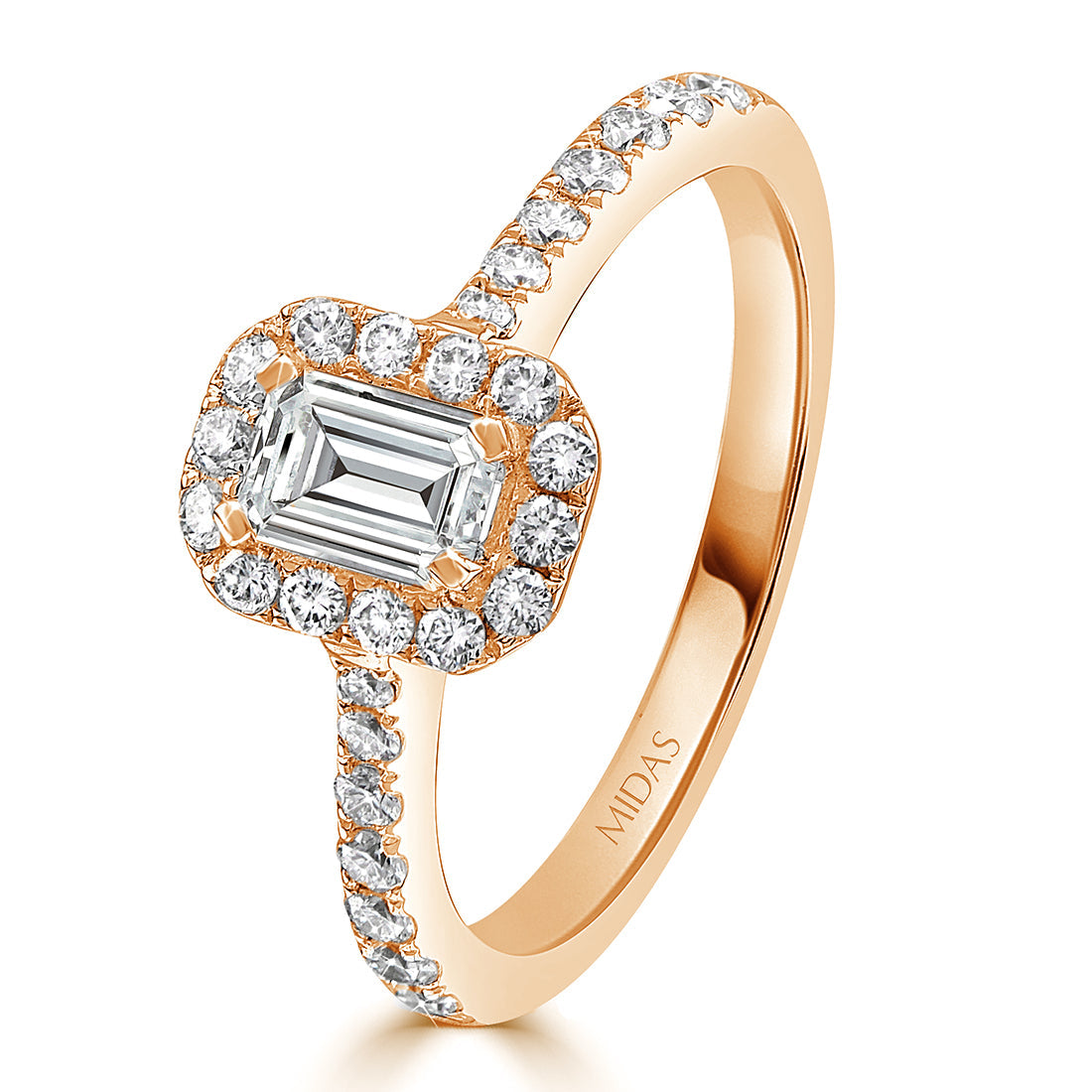 LG Emerald Cut with Round Brilliant Halo Diamond Engagement Ring