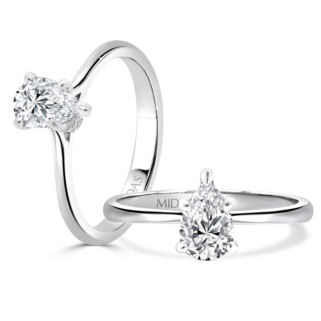 LG Pear Cut Solitaire Diamond Engagement Ring