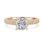 LG Round Brilliant Cut Solitaire with Pave Diamond Engagement Ring