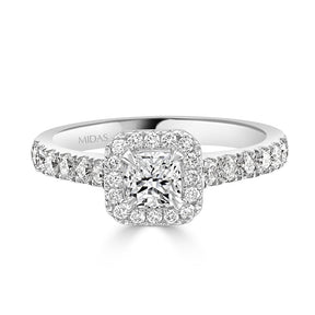 LG Cushion Cut Four Claw Pavé Halo Diamond Engagement Ring