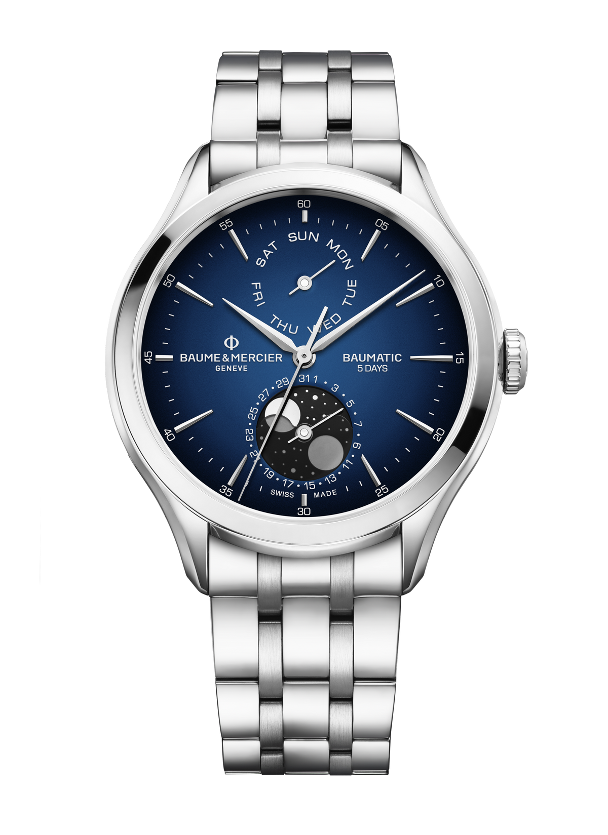Baume & Mercier Clifton Watch Moon Phase Date Display - 42mm