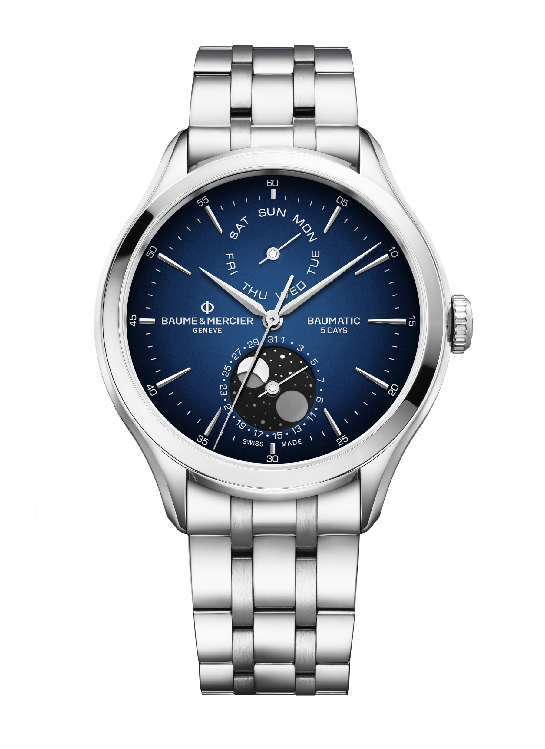Baume & Mercier Clifton Watch Moon Phase Date Display - 42mm