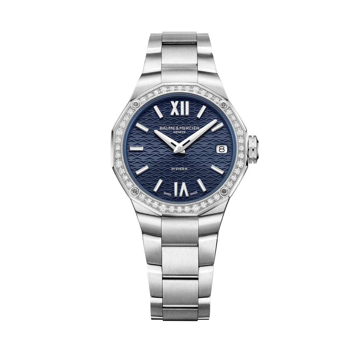Baume & Mercier Riviera 10765 Quartz, Date Display, Diamond-Set Women's Watch 33mm