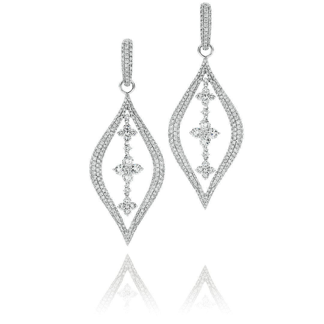Round Brilliant Pavé Marquise Diamond Drop Earrings