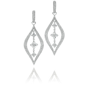 Round Brilliant Pavé Marquise Diamond Drop Earrings