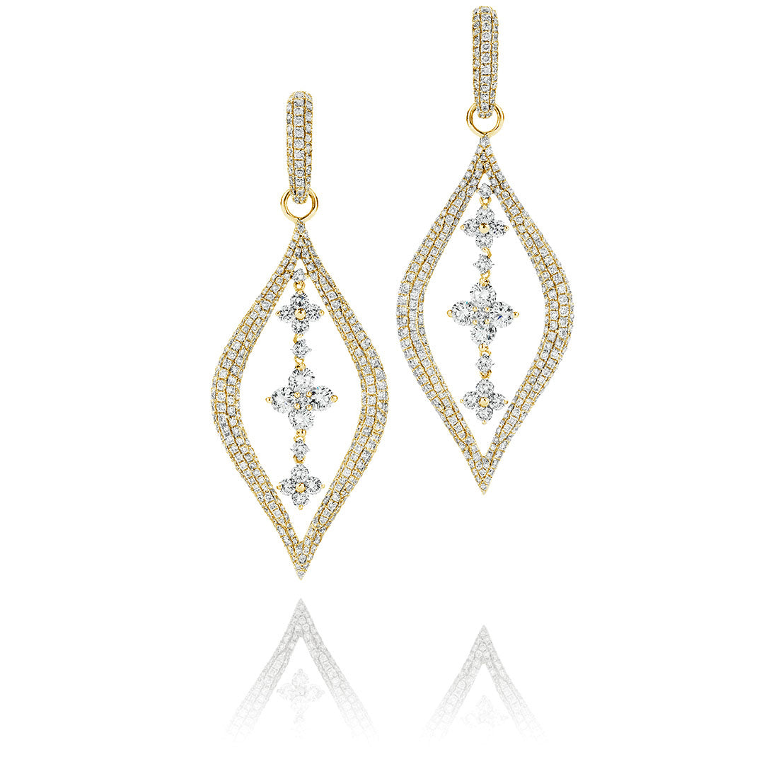 Round Brilliant Pavé Marquise Diamond Drop Earrings