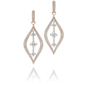 Round Brilliant Pavé Marquise Diamond Drop Earrings