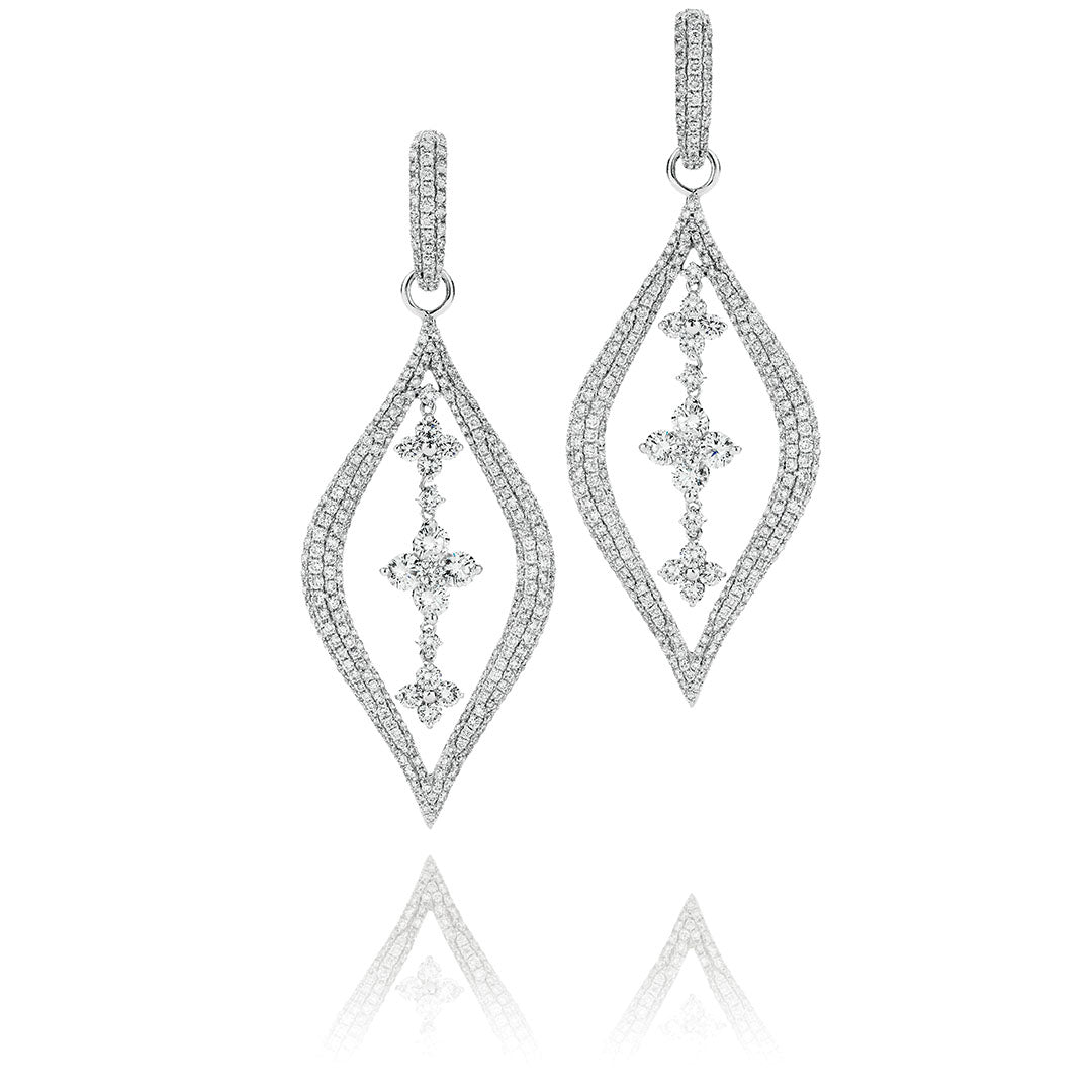 Round Brilliant Pavé Marquise Diamond Drop Earrings