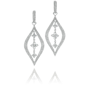 Round Brilliant Pavé Marquise Diamond Drop Earrings