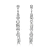 Baguette and Round Brilliant Cut Diamond Drop Earrings