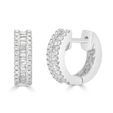 Bold Baguette and Round Diamond Hoop Earrings