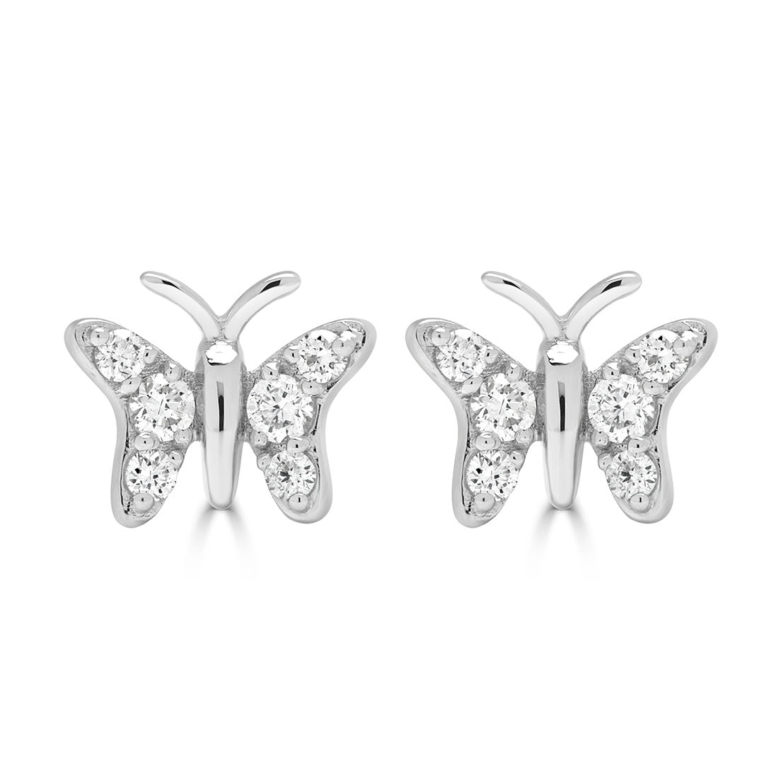 Round Brilliant Pavé Butterfly Diamond Earrings
