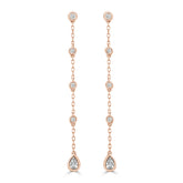 Pear Cut and Round Brilliant Cut Diamond Bezel Drop Earrings