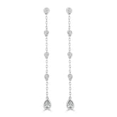 Pear Cut and Round Brilliant Cut Diamond Bezel Drop Earrings