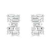 Baguette and Round Cut Diamond Bar Earrings