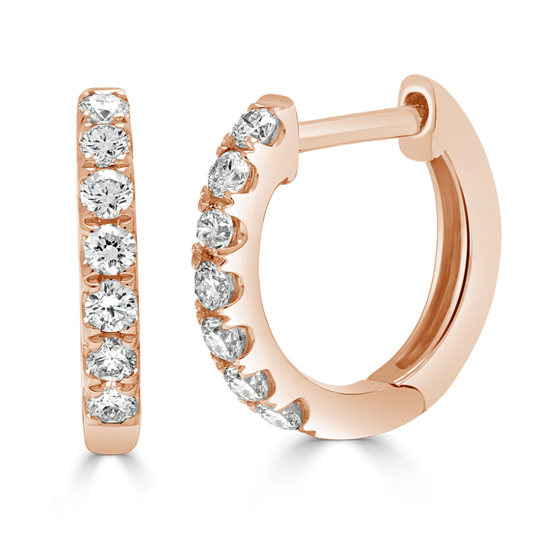 Round Brilliant Diamond Huggie Earrings