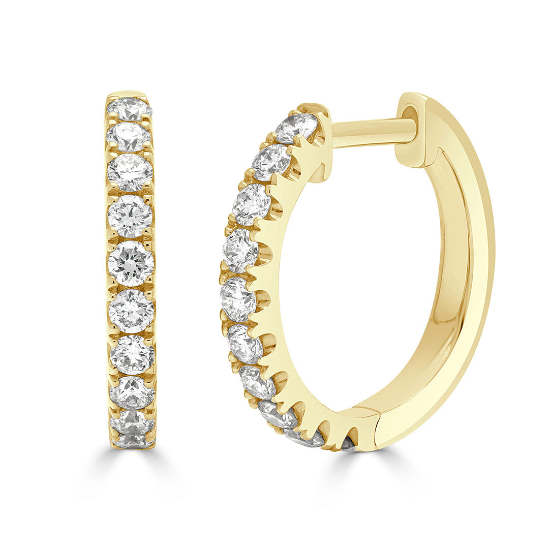 Classic Diamond Hoop Earrings in Yellow Gold