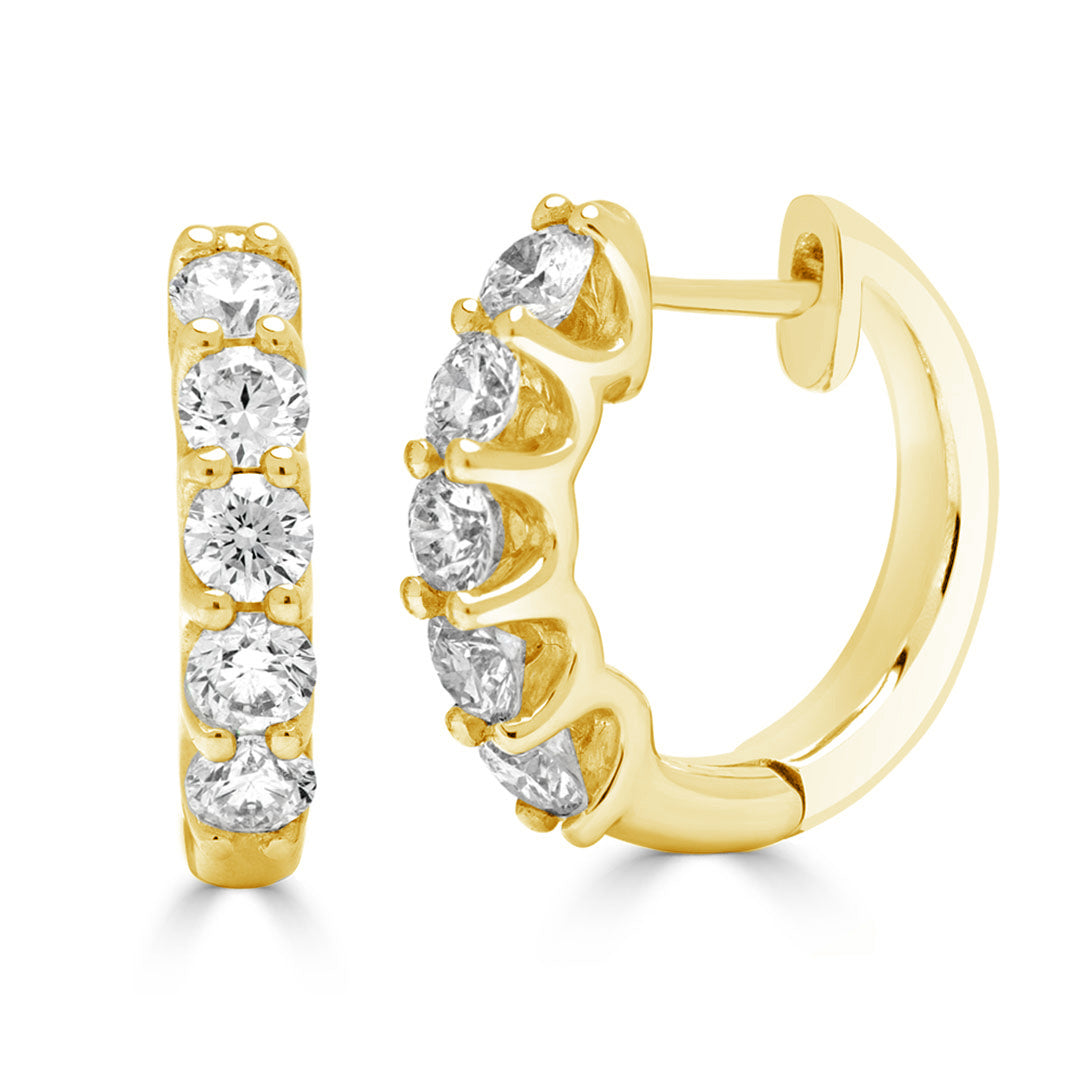 Round Brilliant Timeless Diamond Huggie Earrings