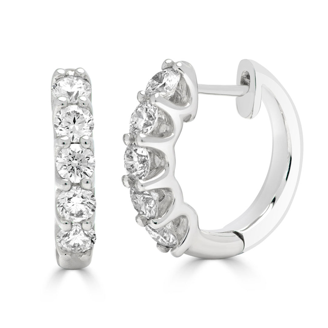 Round Brilliant Timeless Diamond Huggie Earrings
