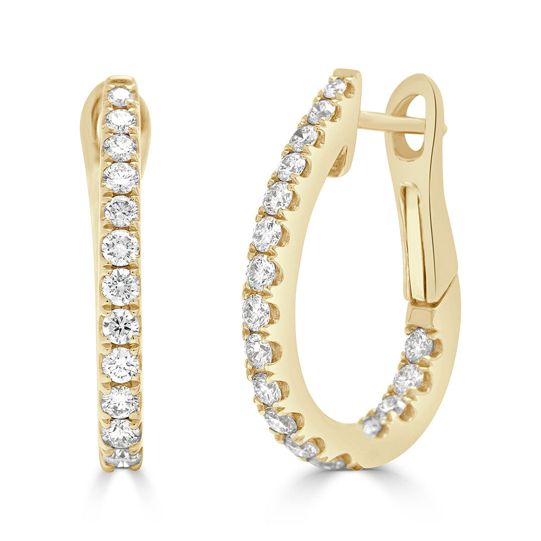 Round Brilliant Diamond Sleek Hoop Earrings