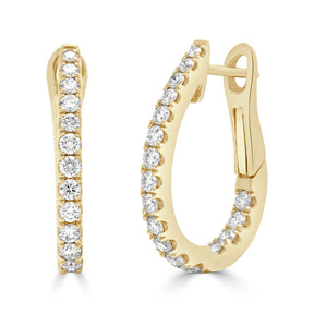 Round Brilliant Diamond Sleek Hoop Earrings