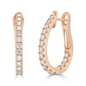 Round Brilliant Diamond Sleek Hoop Earrings