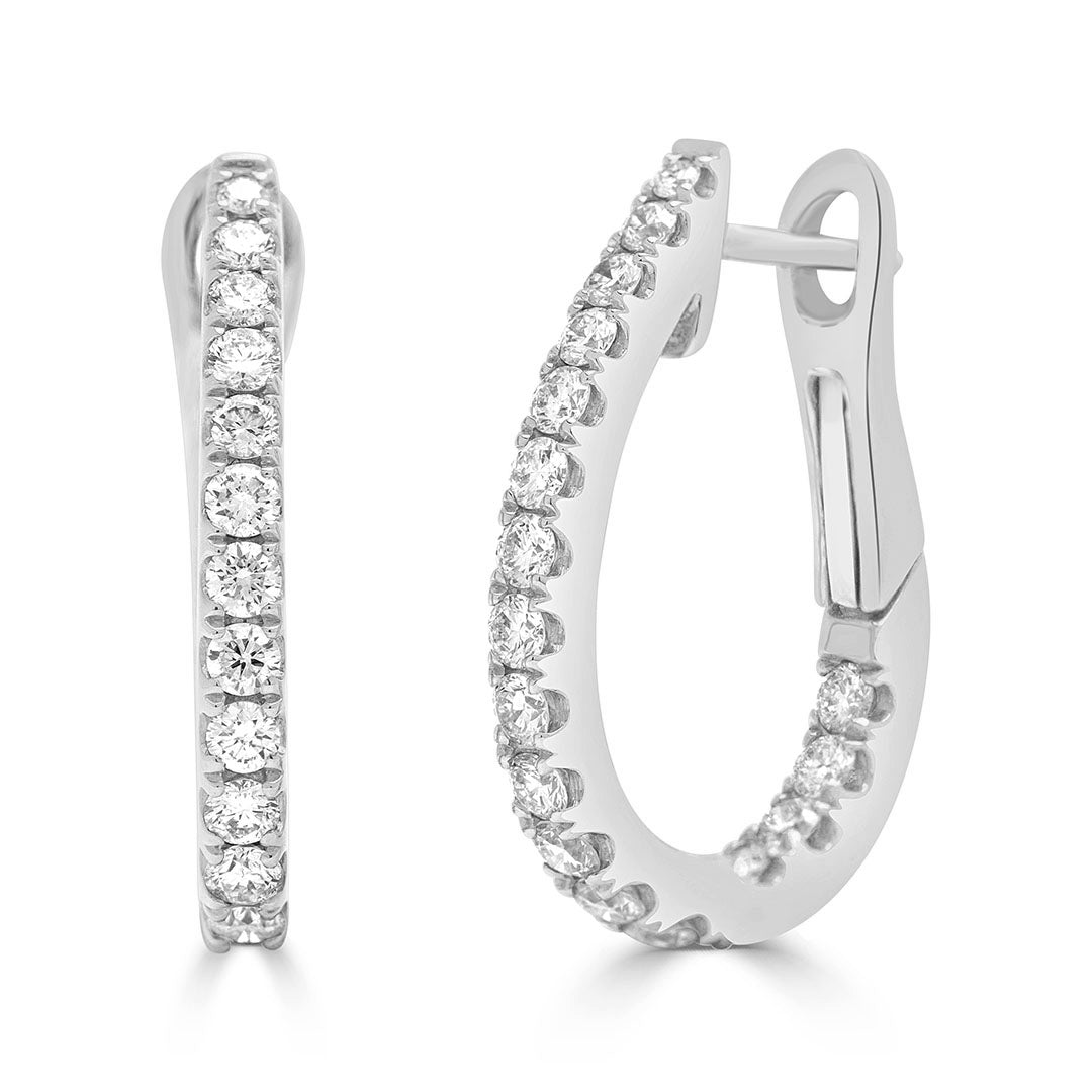 Round Brilliant Diamond Sleek Hoop Earrings
