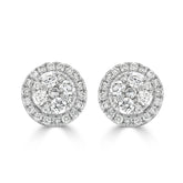 Round Brilliant Halo Cluster Diamond Earrings