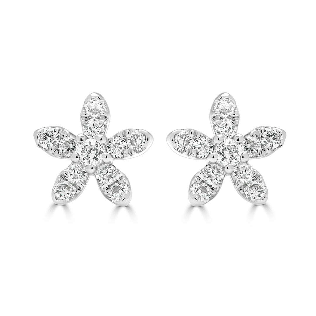 Marquise Cut Diamond Floral Stud Earrings