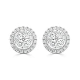 Round Brilliant Radiant Cluster Halo Diamond Earrings