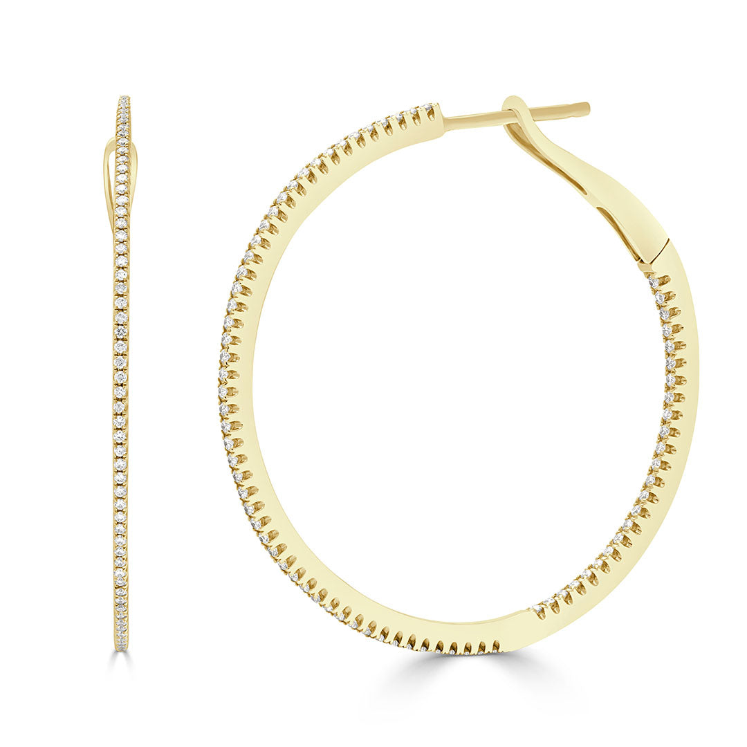 Round Brilliant Full Pavé Hoop Diamond Earrings