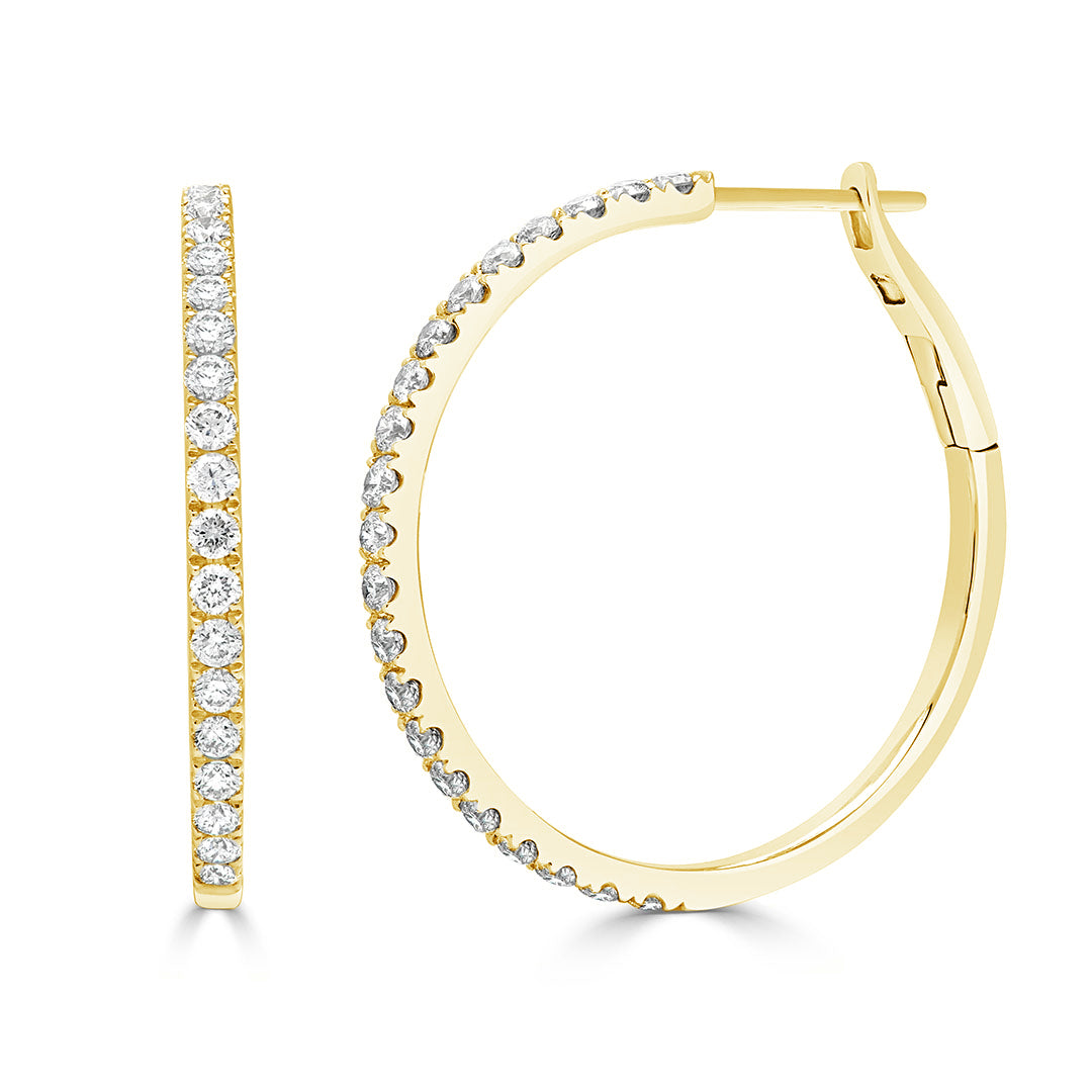 Round Brilliant Diamond Sleek Hoop Earrings