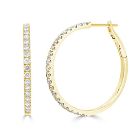 Round Brilliant Diamond Sleek Hoop Earrings