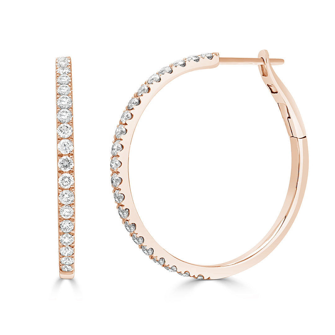 Round Cut Diamond Hoop Earrings