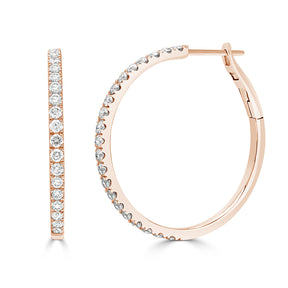 Round Brilliant Diamond Sleek Hoop Earrings