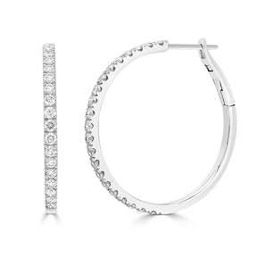 Round Brilliant Diamond Sleek Hoop Earrings