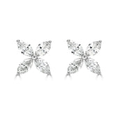 Floral Marquise Diamond Stud Earrings