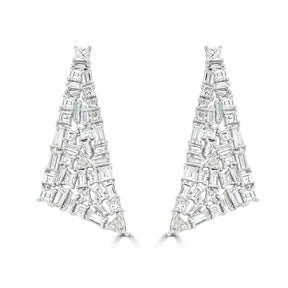 Baguette and Princess Cut Statement Diamond Drop Earrings