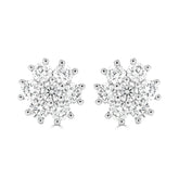 Round Brilliant Cluster Snowflake Diamond Earrings