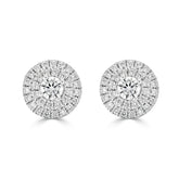Round Brilliant Double Halo Stud Diamond Earrings