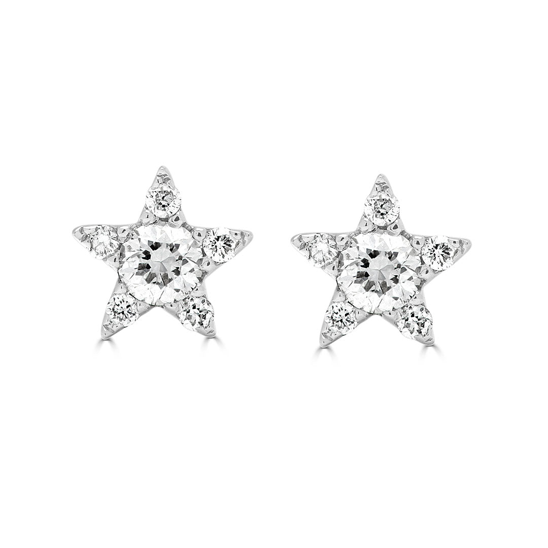 Round Brilliant Star Cluster Diamond Earrings