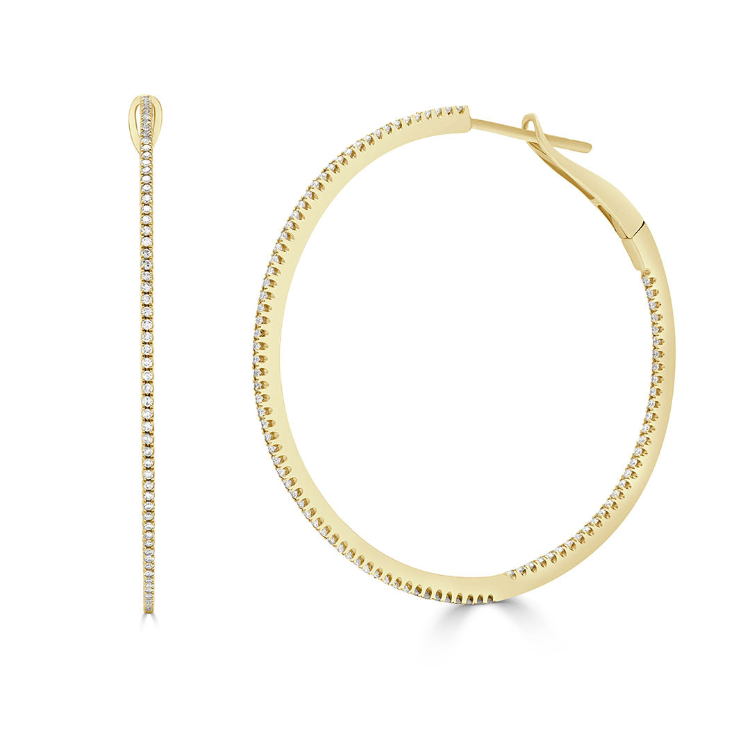 Round Brilliant Pavé Hoop Diamond Earrings