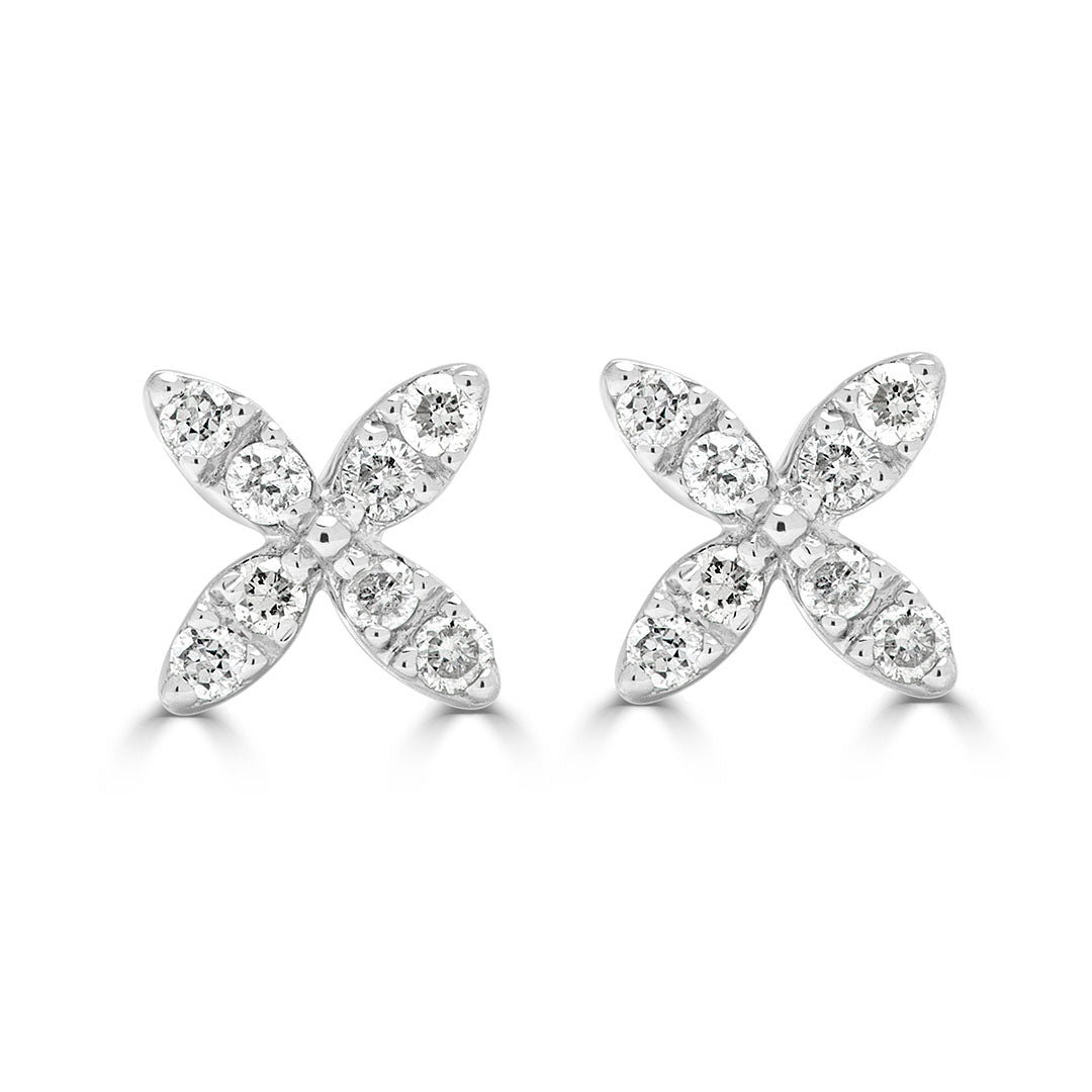 Marquise Cut Claw Set Floral Diamond Earrings
