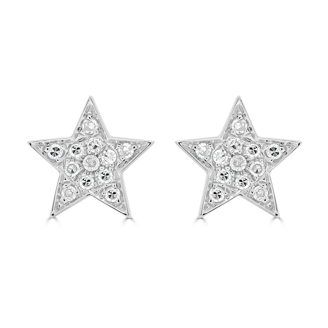 Round Brilliant Pavé Star Diamond Earrings