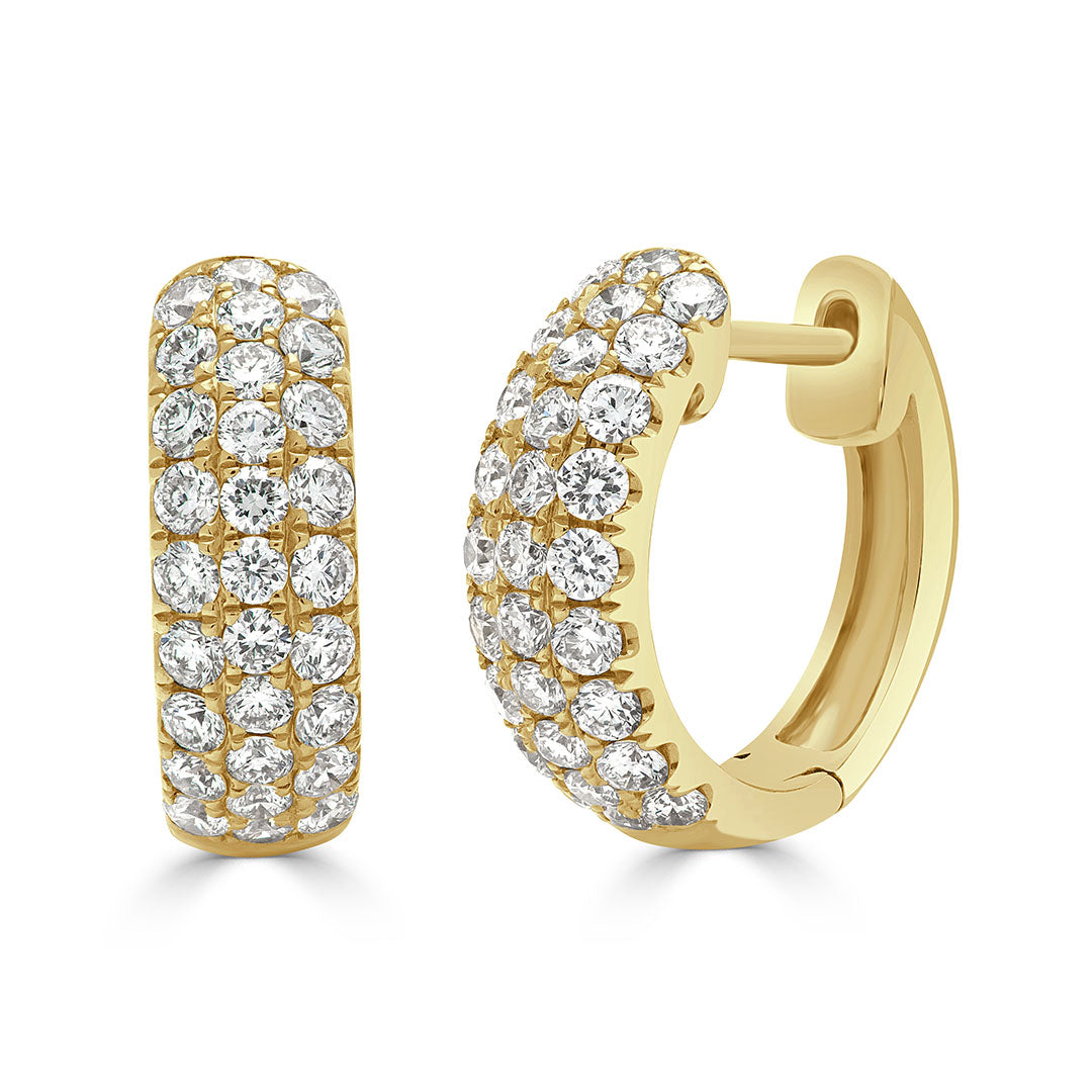 Pavé Diamond Hoop Earrings in Yellow Gold