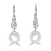 Pavé Diamond Drop South Sea Pearl Earrings