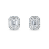 Emerald Cut Diamond Cluster Halo Earrings