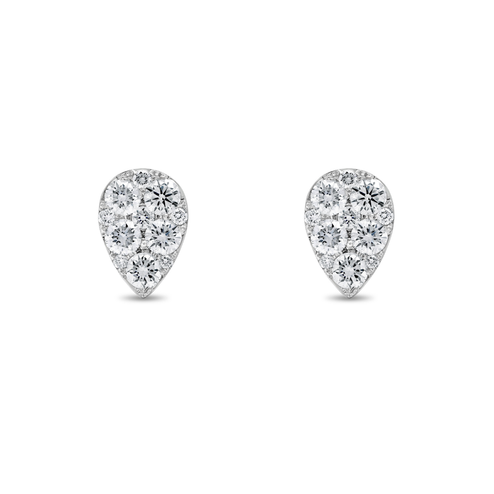 Round Brilliant Cluster Teardrop Diamond Earrings