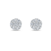 Round Brilliant Diamond Cluster Flower Stud Earrings