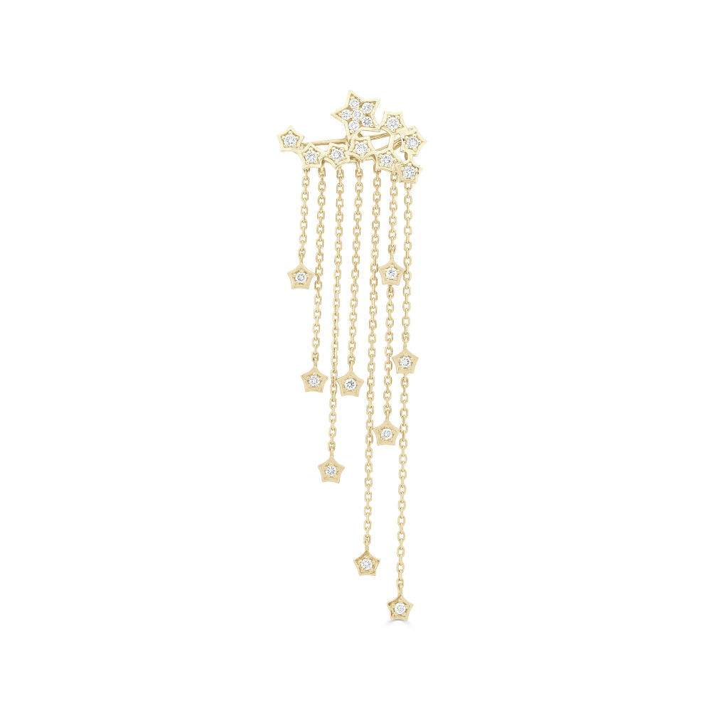 Round Brilliant Diamond Cascading Star Drop Earring